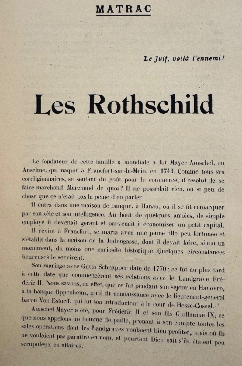 1909 - "Les Rothschild" par Matrac Leur origine - Fortune - Waterloo - Vue 3 - Livres anciens