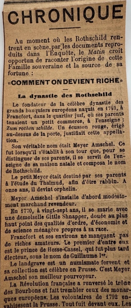 1909 - "Les Rothschild" par Matrac Leur origine - Fortune - Waterloo - Vue 4 - Livres anciens