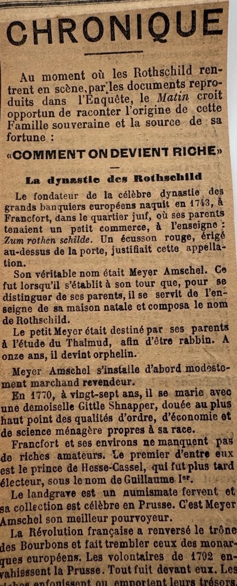 1909 - "Les Rothschild" par Matrac Leur origine - Fortune - Waterloo - Vue 6 - Livres anciens