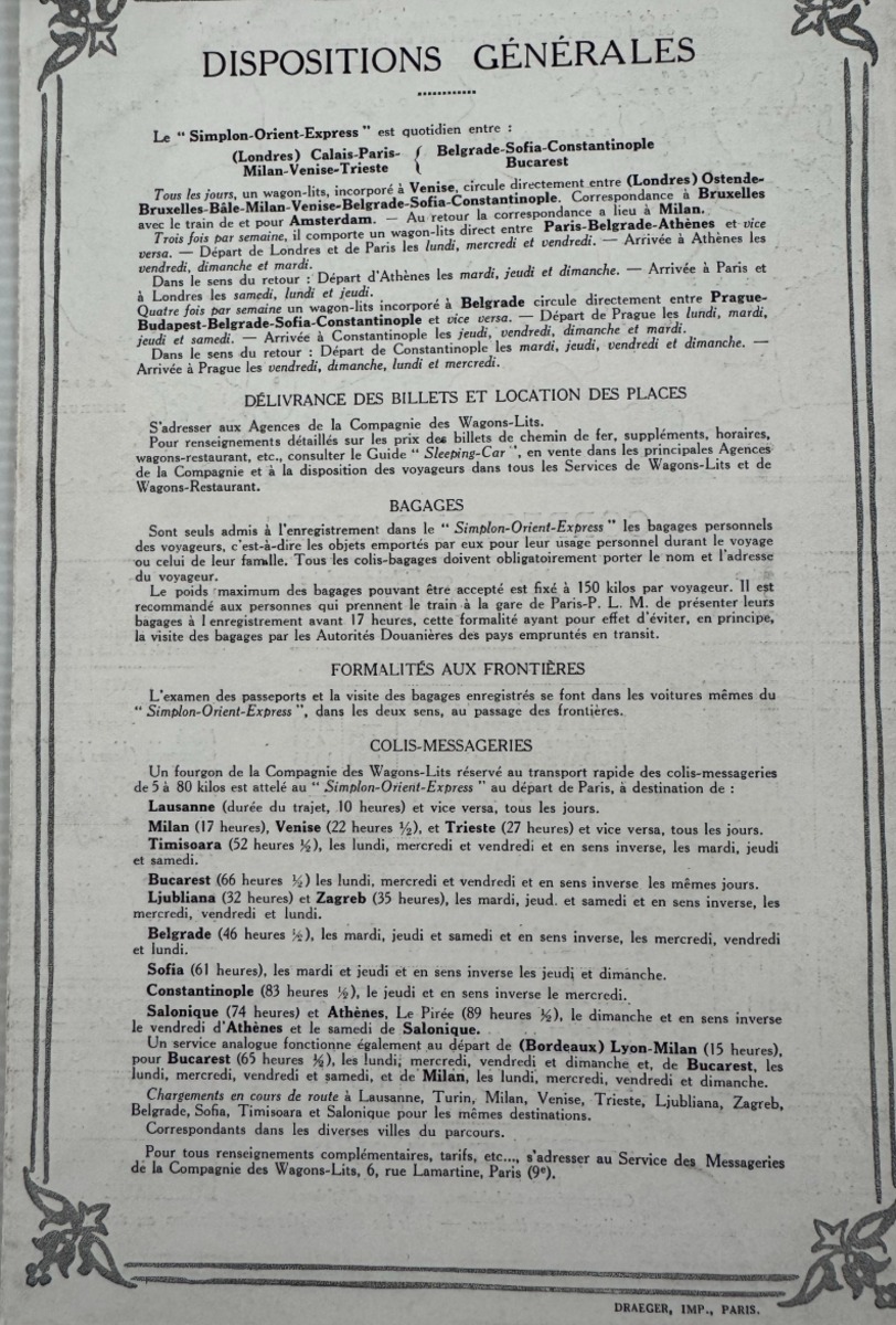 Simplon - Orient - Express Wagons Lits - Train Horaire Constantinople Guide - Vue 3 - Autres
