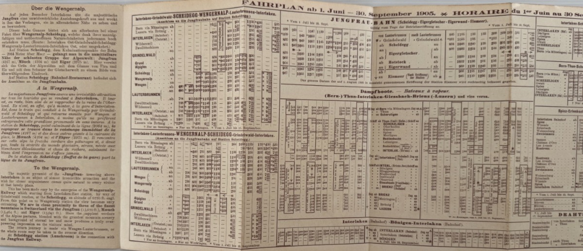 1905 Suisse dépliant horaires officiel du chemin de fer - Wengernalp - Vue 2 - Autres